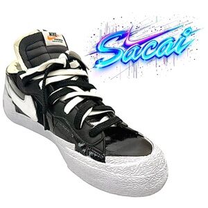 Nike Blazer Low x Sacai Shiny Black Men’s Size US 10 UK 9 EU 44 Pre-Owned